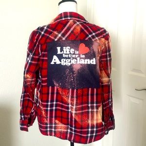 Life is better in Aggieland bleached flannel